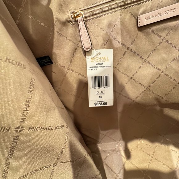 Michael Kors Mirella Large North South Tote Shoulder Bag MK Brown Pink - Picture 10 of 10